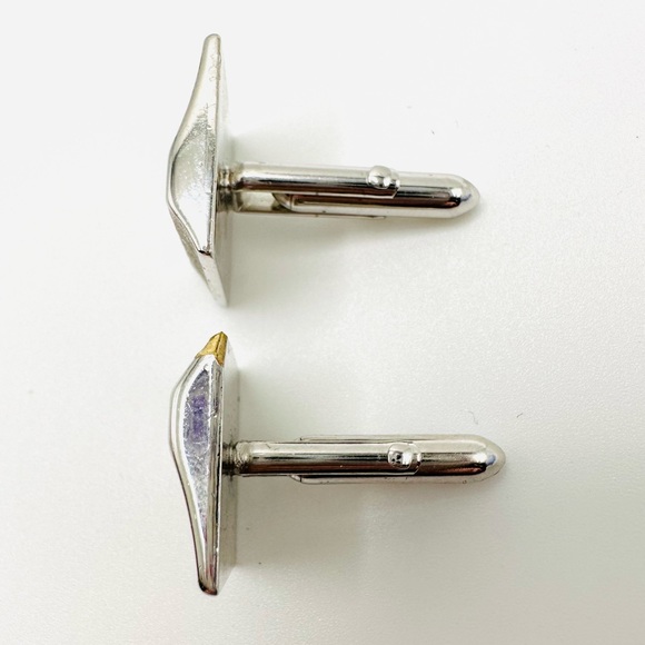 SWANK Vintage Mid Century Silver Tone Bullet Style Cuff Links Matte & Shiny - Picture 4 of 11